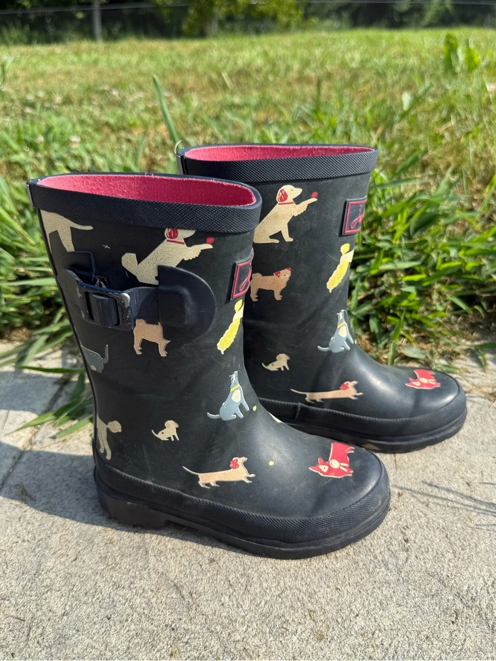 Girl’s Joules Navy Dog Rain boots size US 11, UK 12